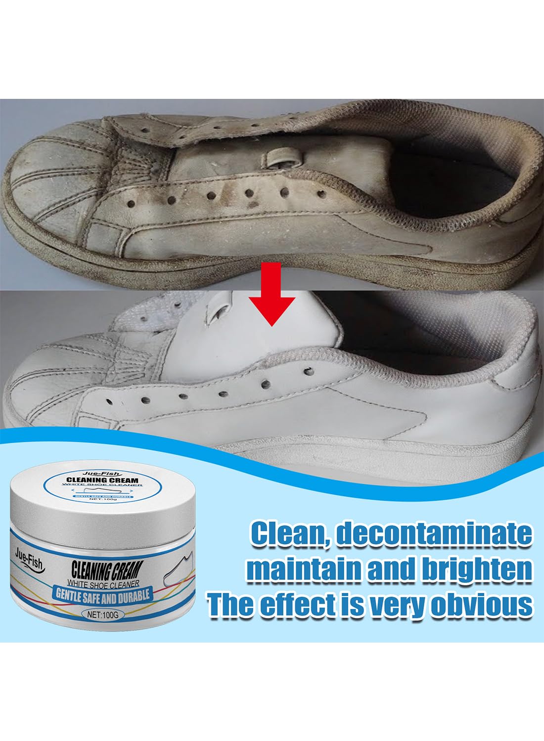 White Shoe Cleaner, Brighten Leather Shoes and Boots Sneaker Cleaner 100g