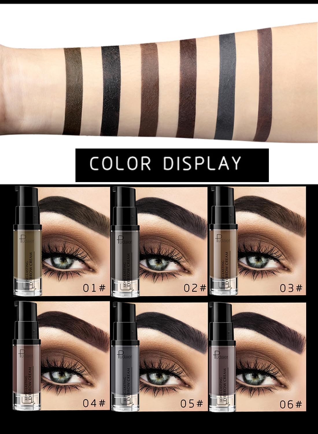 Eyebrow Dye Cream, Long Lasting Waterproof No Smudge Eyebrow Gel, Eyebrow Tint for Eyebrow Makeup & Eyebrow Styling 6g