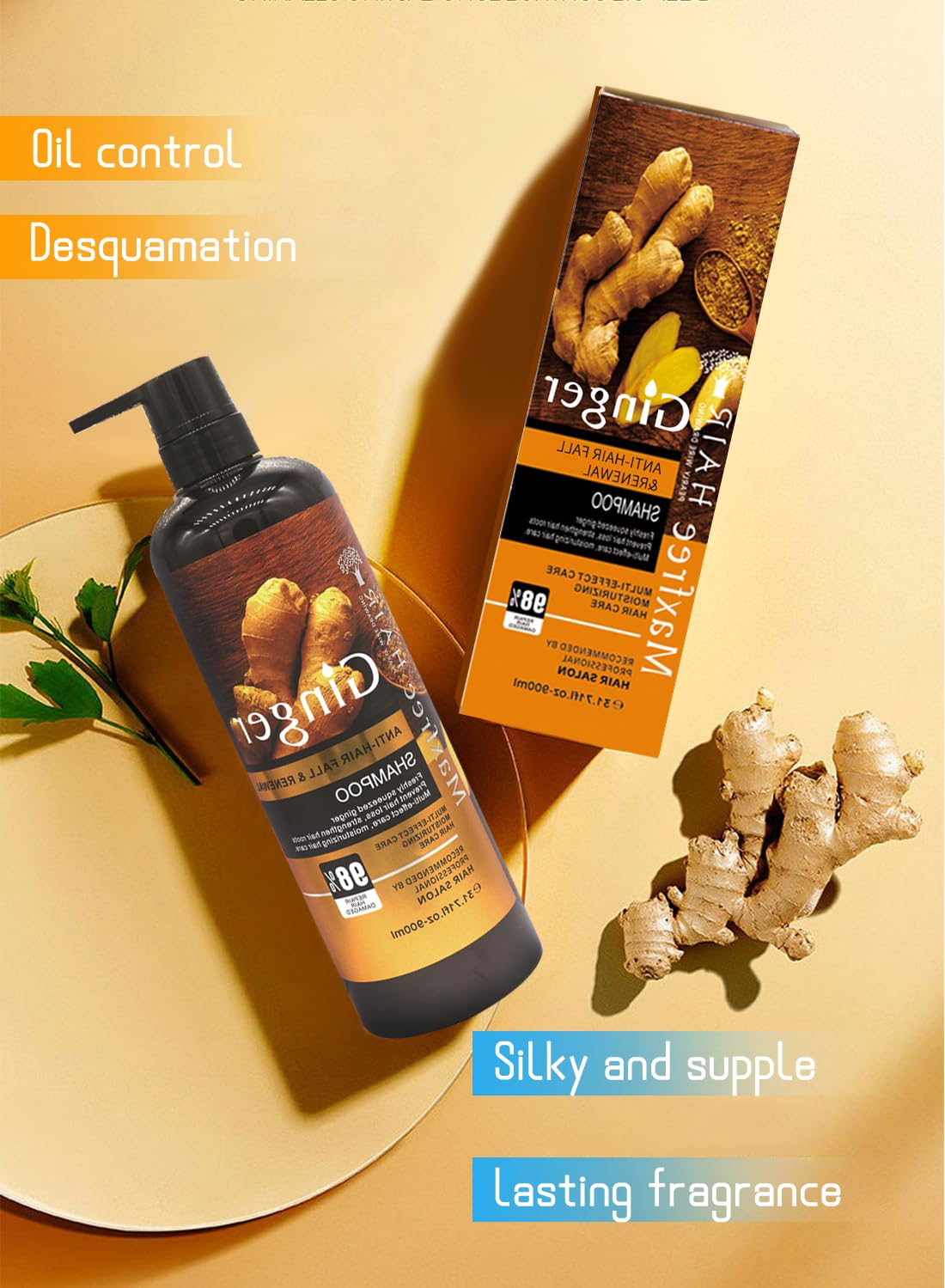 Shampoo with Ginger, Deep Cleansing Moisturizing Refreshing Oil Control Hair Loss Shampoo, Hair Growth Shampoo for Thinning Hair & Hair Loss, Hair Loss Treatment 900ml