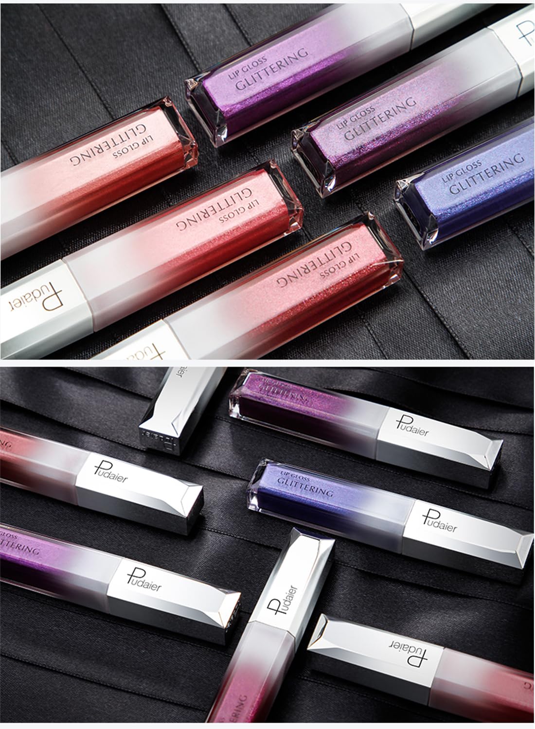 Glitter Lip Gloss, Shimmer Metallic Liquid Lipstick, Moisturizing Waterproof Long Lasting Multi-Used Lip Makeup for Party DIY Daily Use, for Lips Cheeks Eyes