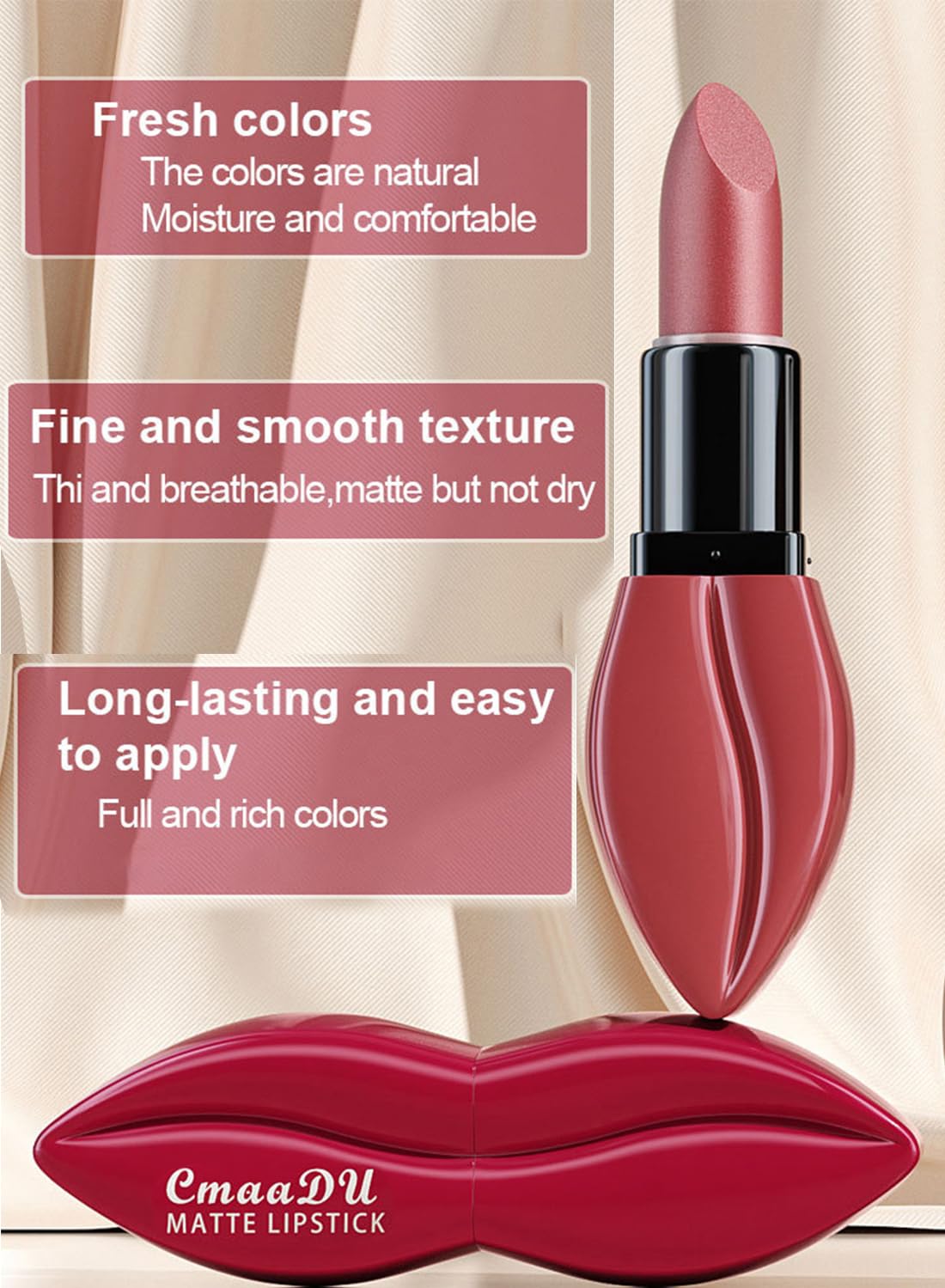 Matte Lipstick for Women, Long Lasting Waterproof Highly Pigmented Moisturizing Velvet Lip Gloss, Not Fade Lightweight Smudge Proof Lip Stain for Girls and Women - Red 09