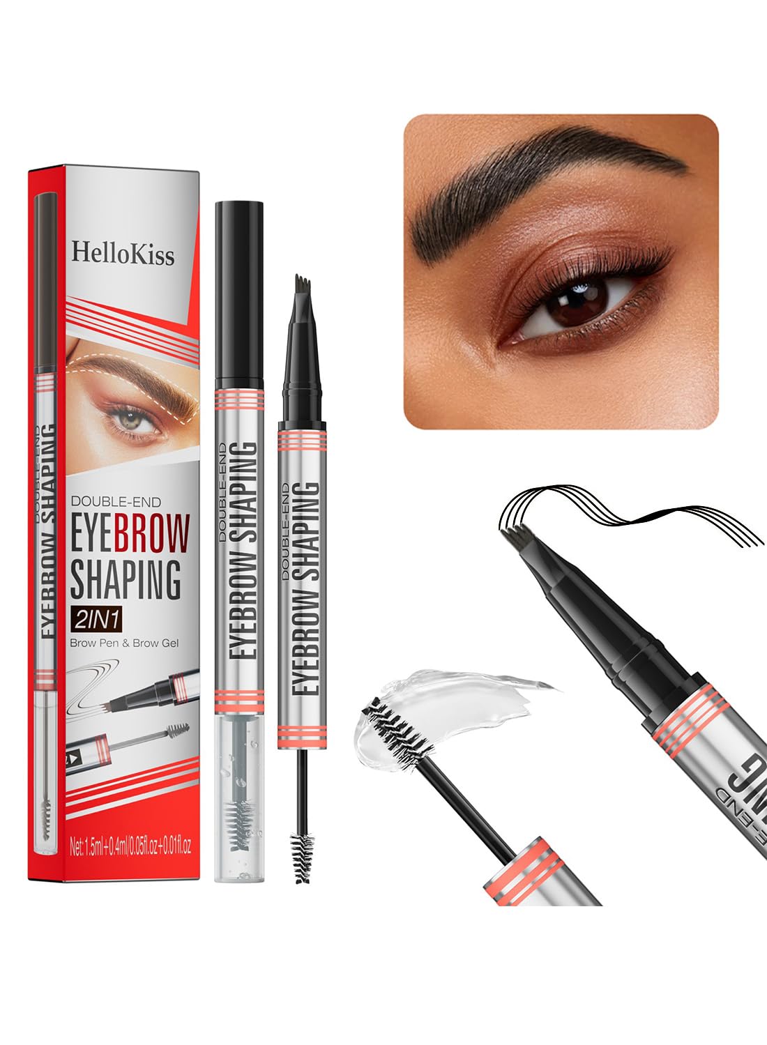 2 in 1 4-Tip Brow Pen & Eyebrow Gel
