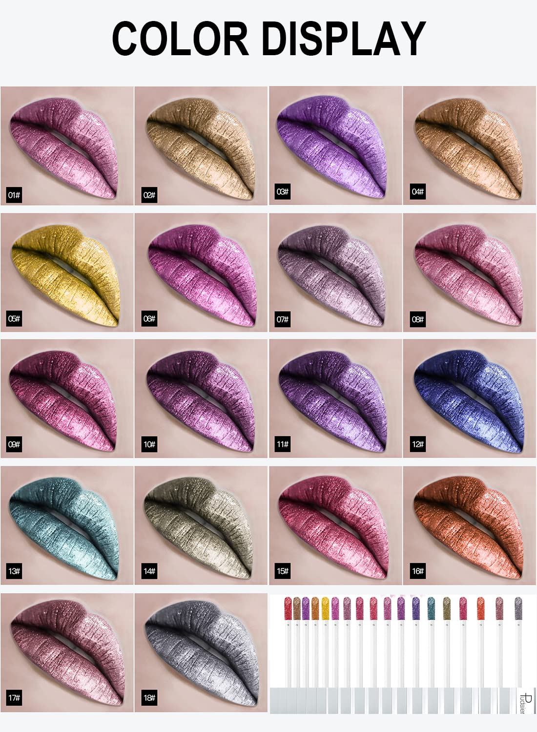 Glitter Lip Gloss, Shimmer Metallic Liquid Lipstick, Moisturizing Waterproof Lip Makeup for Lips Cheeks Eye