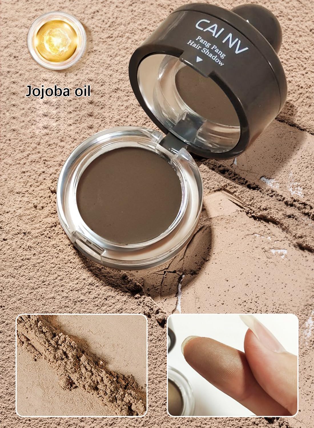 Instantly Hair Shadow Stick with Puff Touch, Root Touch Up Hair Powder, Root Cover Up Hair Color for Thinning Grey Hairline, Hair Root Concealer for Women and Men 4G