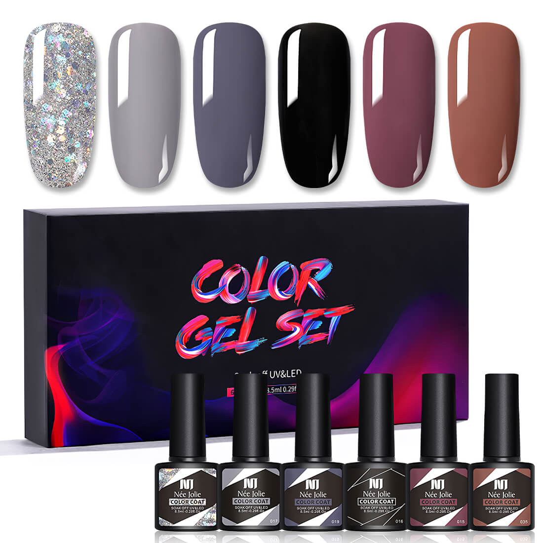 Nee Jolie 6 Color Nail Gel Polish Kit