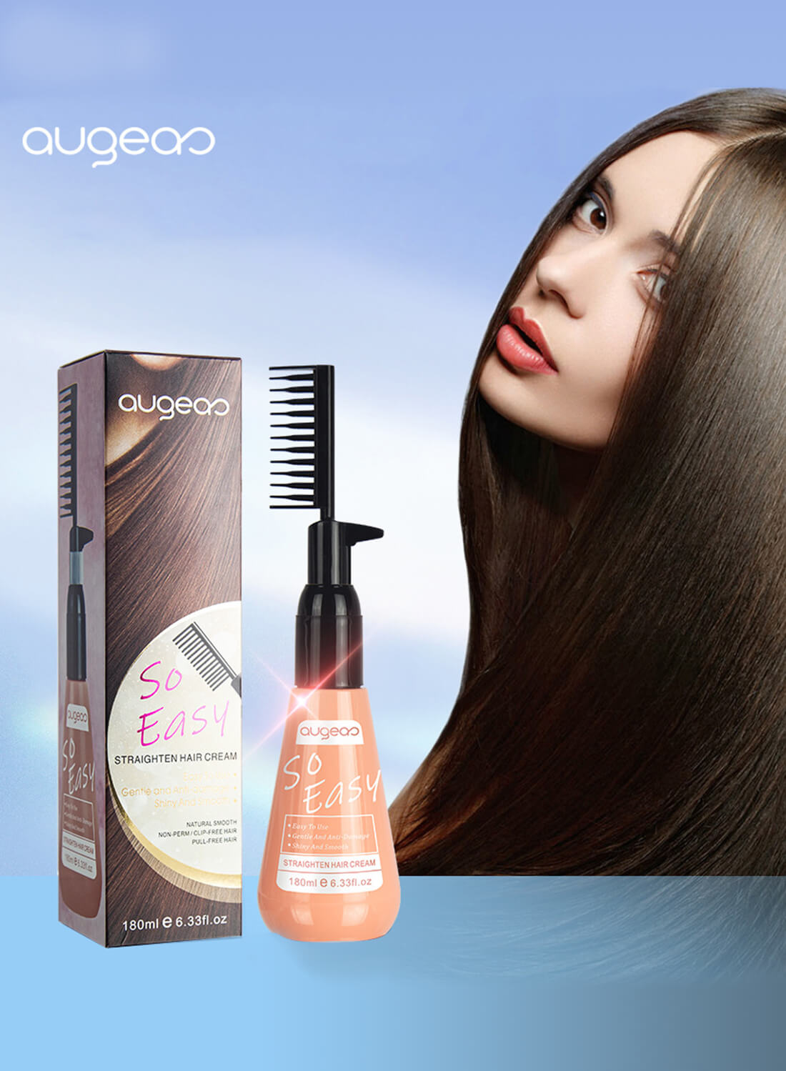 Augeas Straighten Hair Cream with Comb