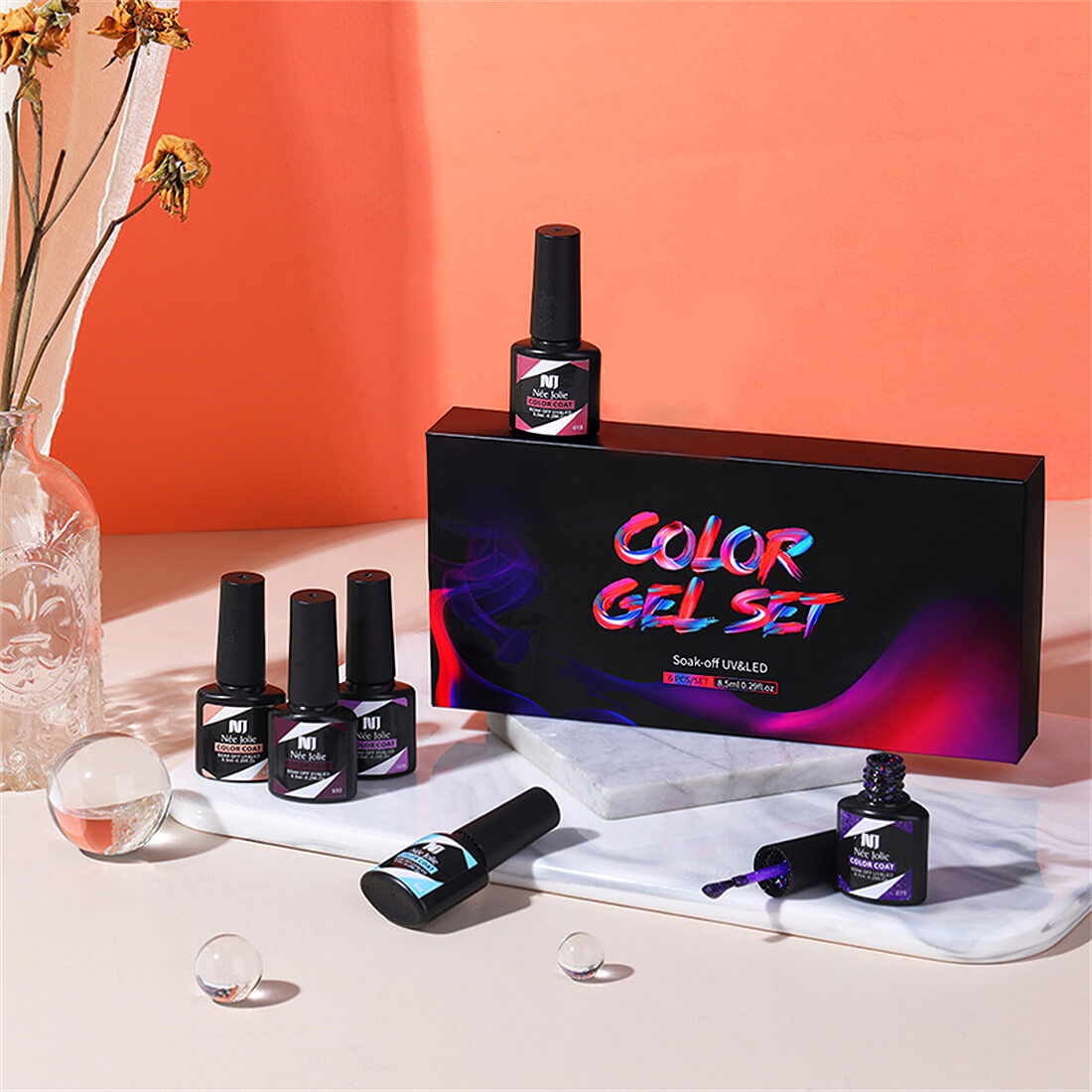 Nee Jolie 6 Color Nail Gel Polish Kit