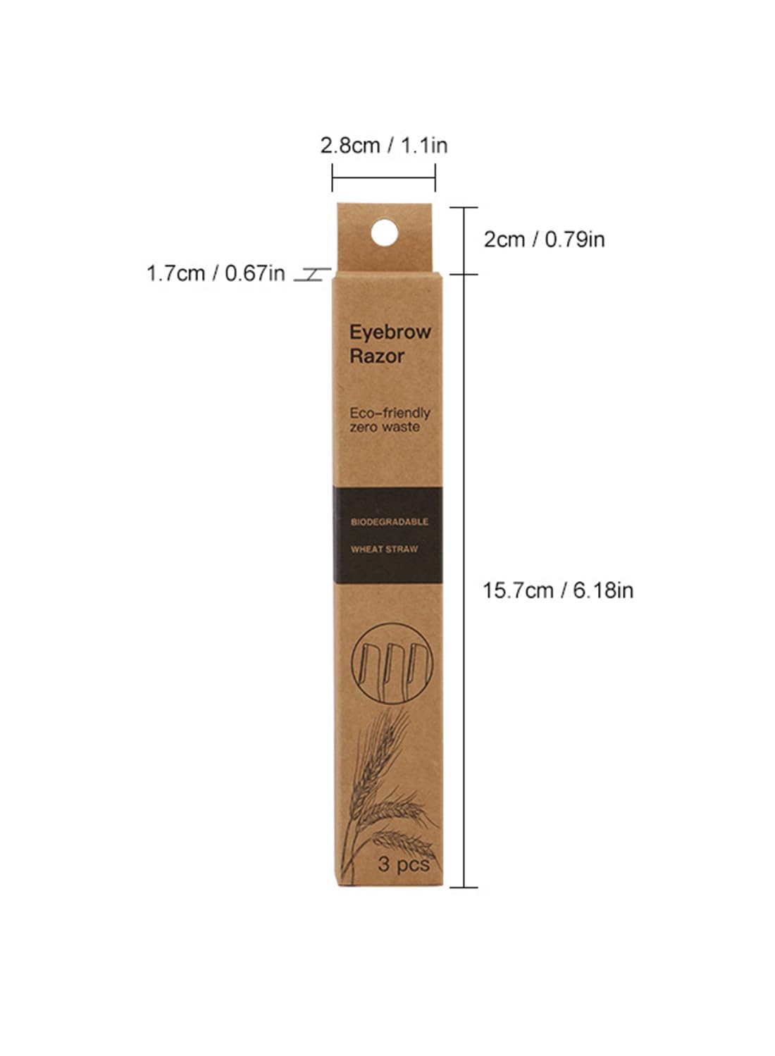 Eyebrow Razor Kit for Women, Eco-Friendly Wheat Eyebrow Trimmer - 3Pcs
