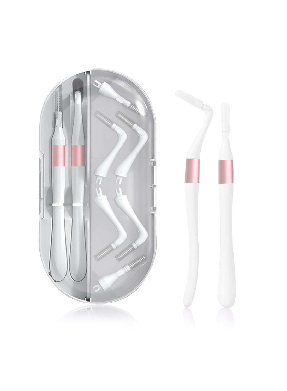 Portable Box L-Type + I-Type Head Interdental Brushes, 18 Pcs 0.8mm-Mixed Pack, White