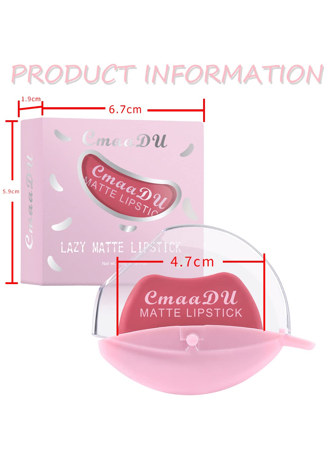 Matte Lipstick, Long Lasting High Pigmented Lip Shape Lazy Lipstick, Matte Velvet Non Sticky Lip Gloss, Waterproof Easy to Color Lazy Lip Makeup for Women