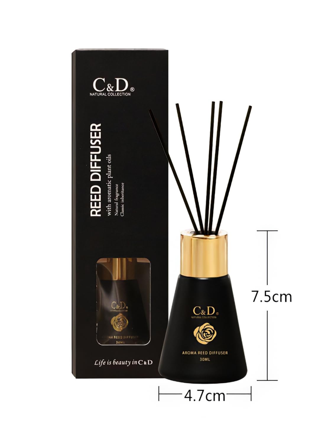 Reed Diffuser, Natural Classic Long Lasting Room Air Fresh Essential Oil Diffuser, Scented Gift Set, Scented Diffuser for Bathroom Bedroom Home Décor, Stress Relief 30ml
