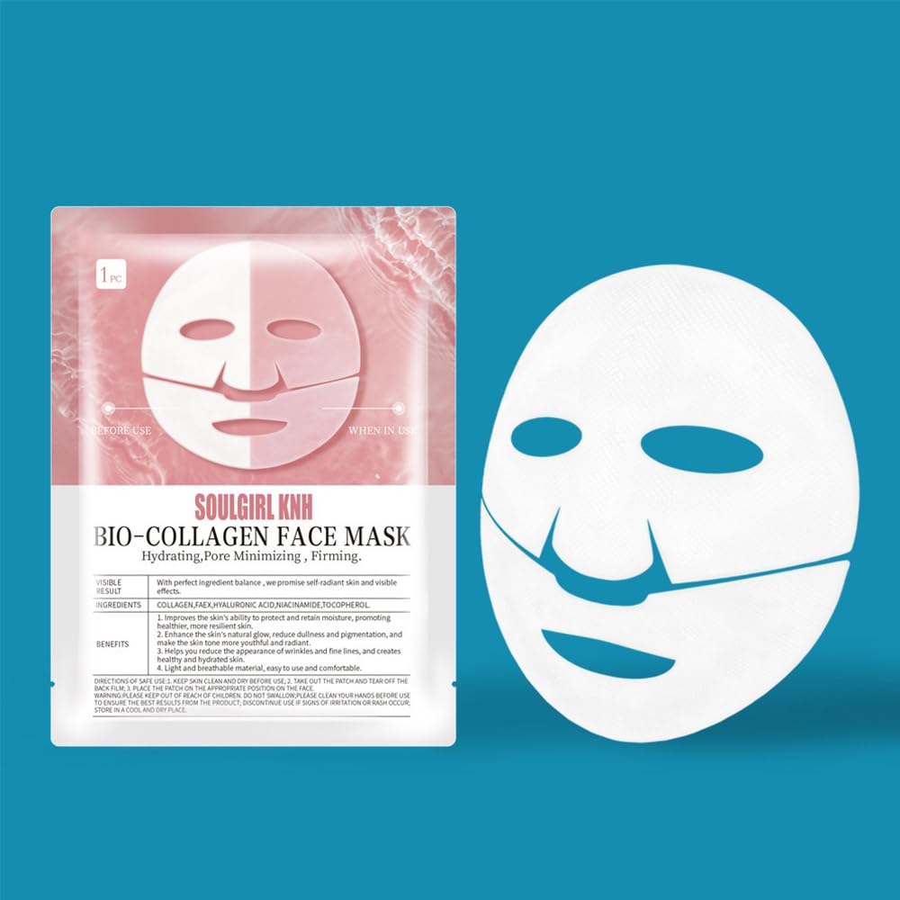 Face Mask with Bio-Collagen, Facial Care, Hydrating Overnight Mask - 10 Pcs