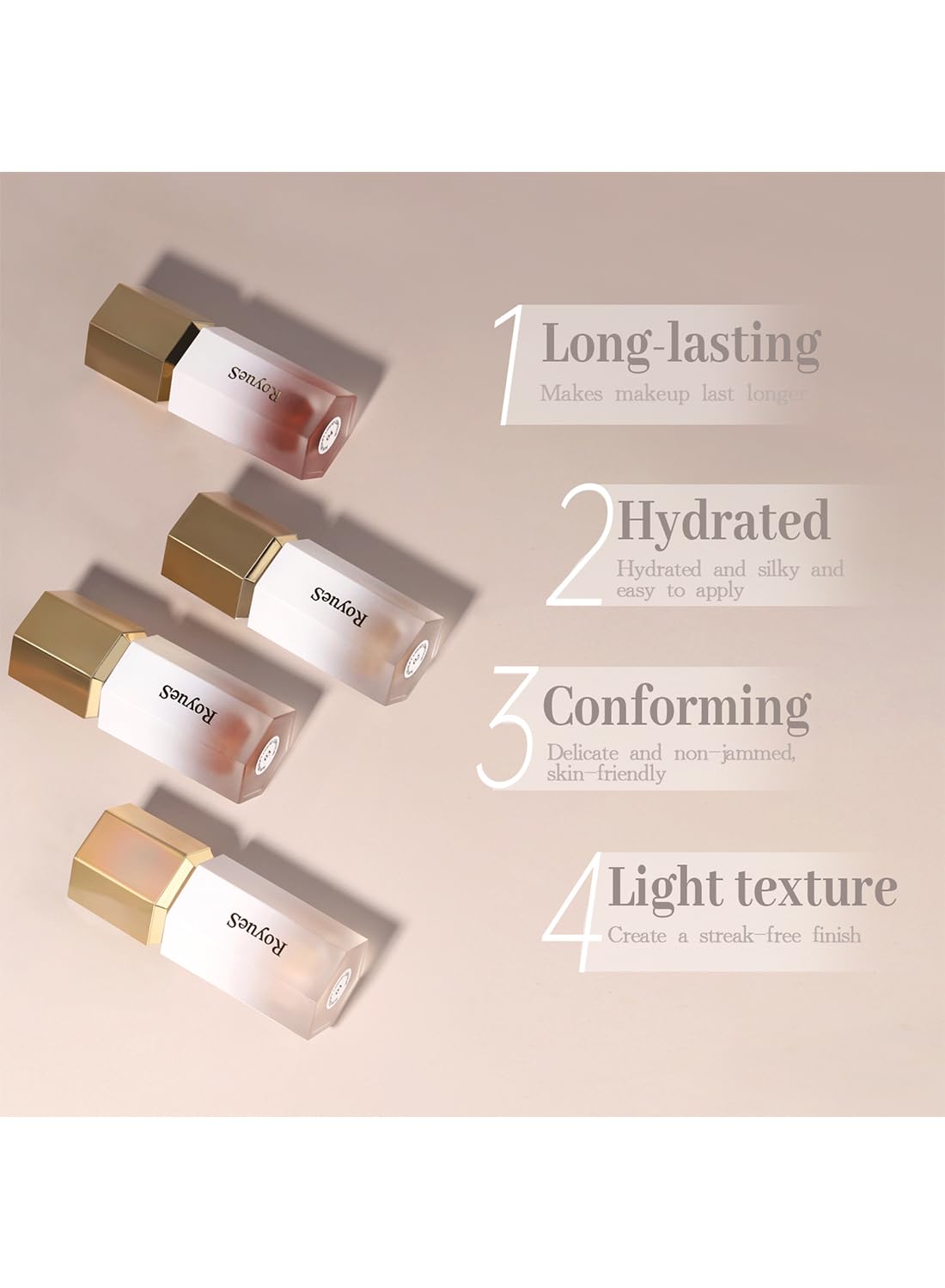 Royues Liquid Contour, Highly Pigmented Long Lasting Cream Contour Stick, Lightweight Face Bronzer Makeup, Delicate Face Contouring Highlighter Sticks 7ml