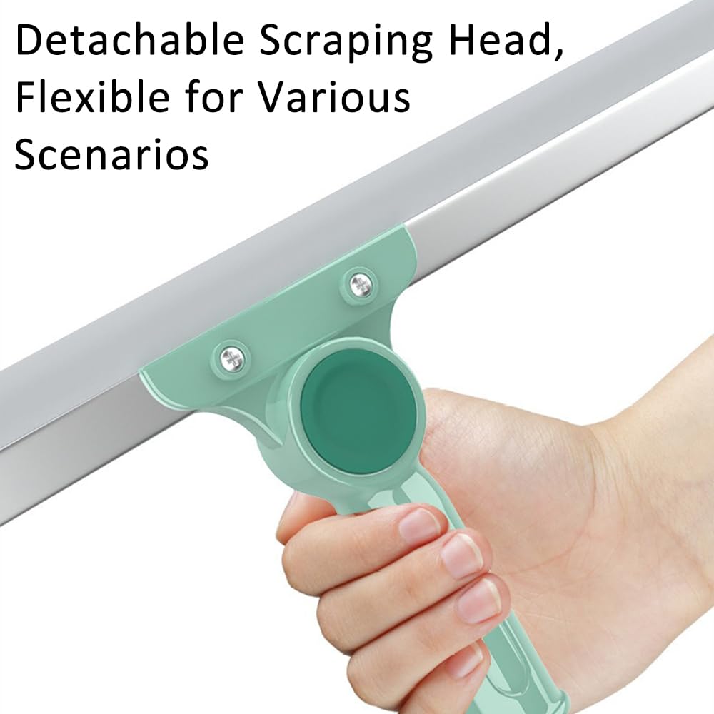 Floor Squeegee Set, Squeegee Broom with 2 Replacement Rubber for Window Cleaning, Bathroom Tile, Concrete
