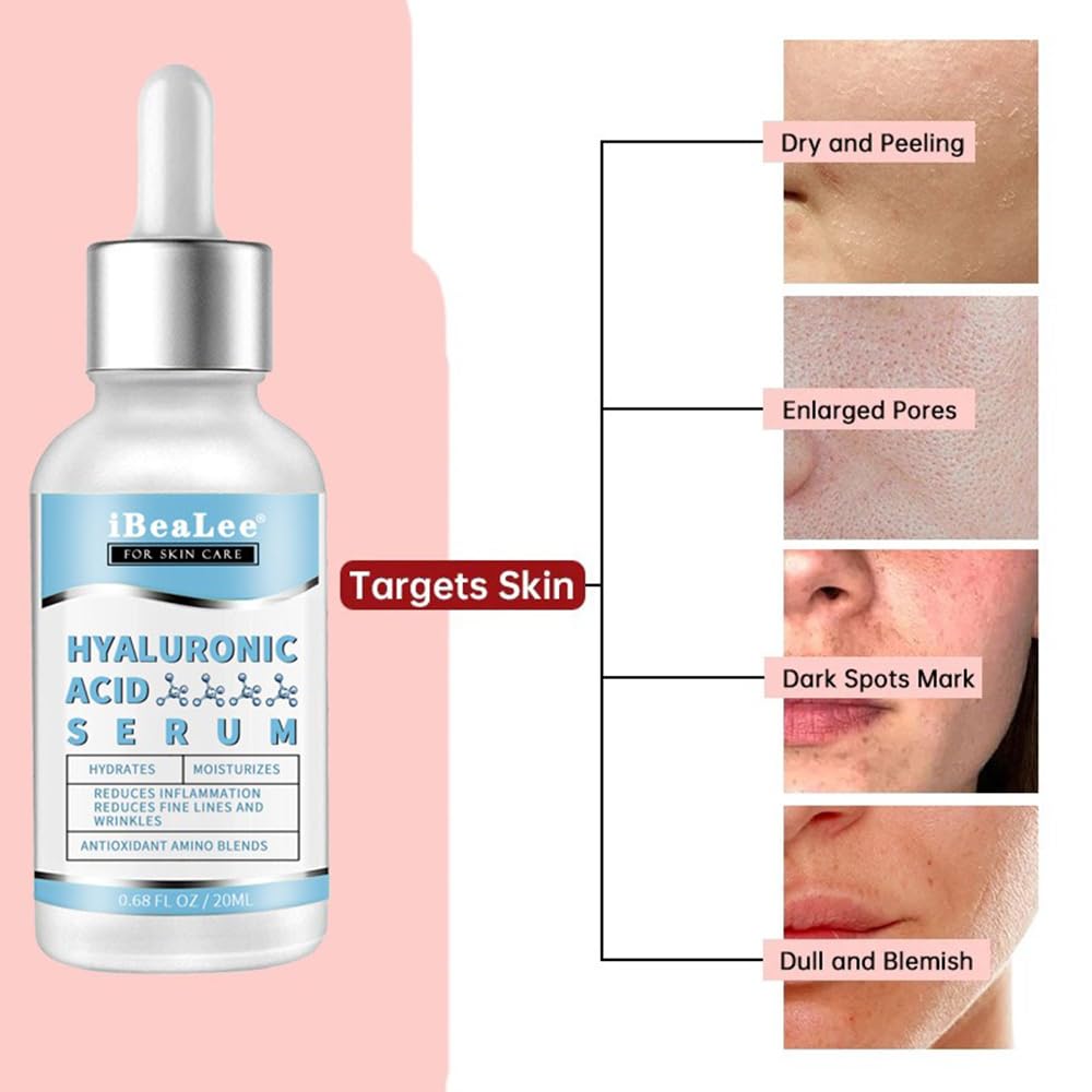 Hyaluronic Acid Serum, Brightening Facial Serum, Non-Greasy Facial Moisturizer