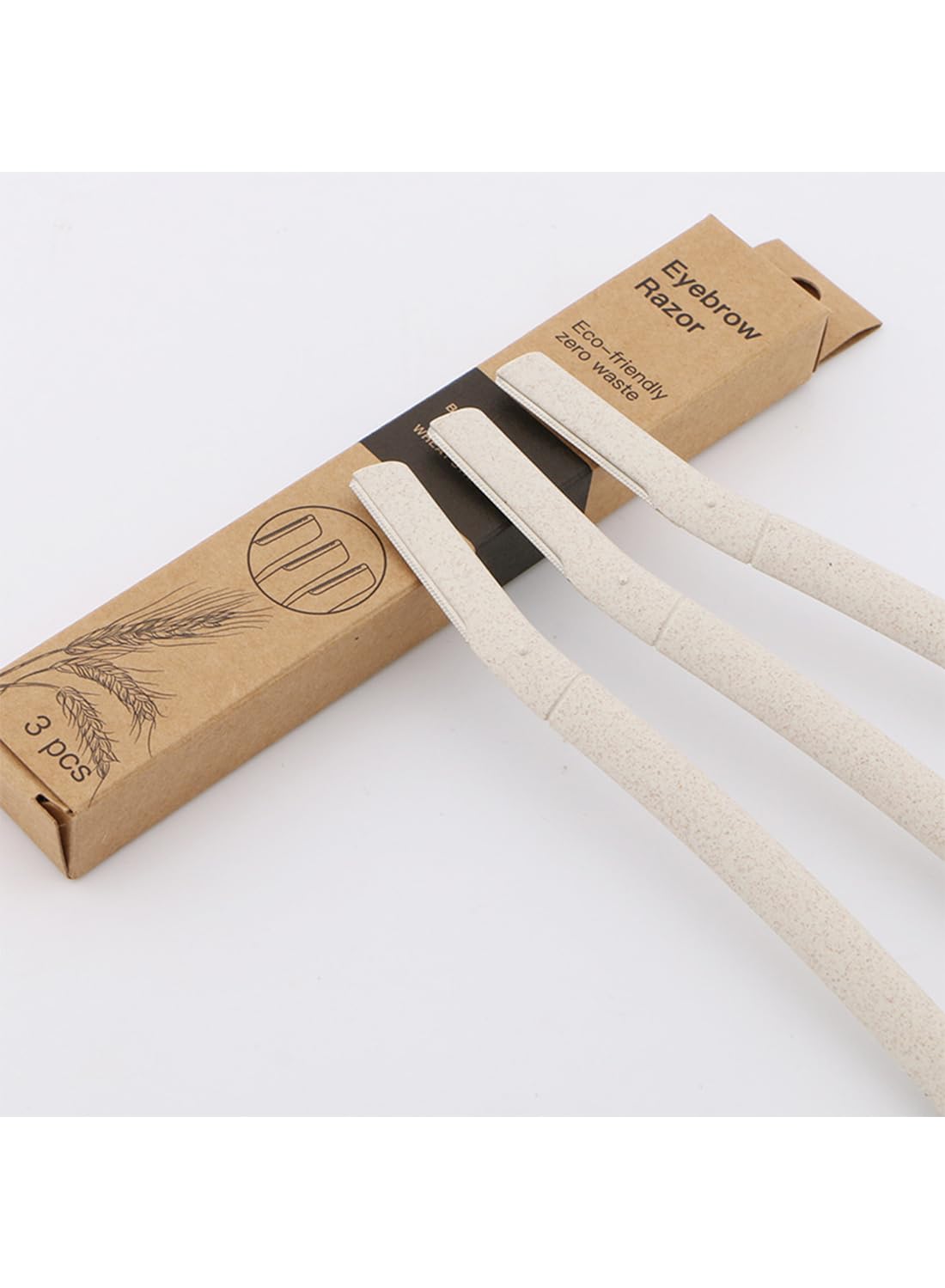 Eyebrow Razor Kit for Women, Eco-Friendly Wheat Eyebrow Trimmer - 3Pcs