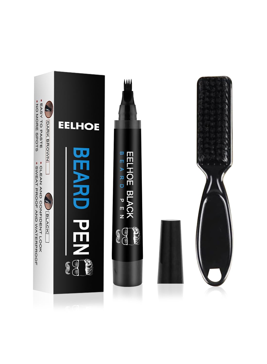 Beard Pen Kit with Brush, Beard Filler Pencil to Create Natural Black for Man