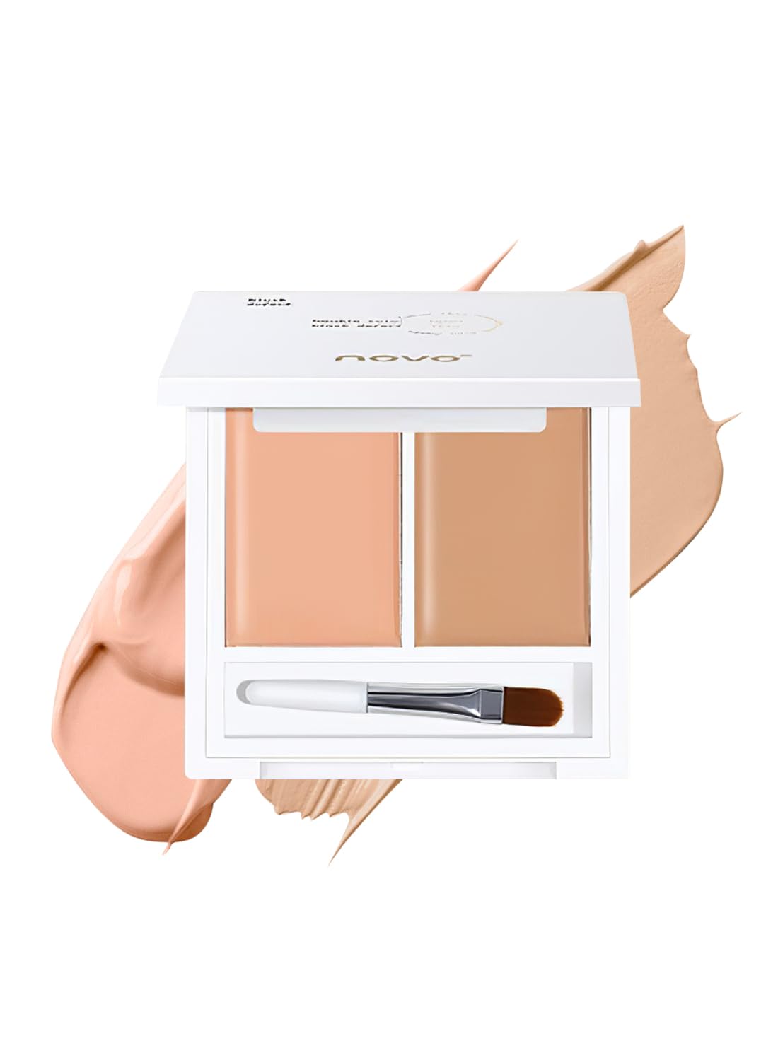 Double Color Concealer Palette with a Brush, Lightweight Long Lasting 2 Colors Foundation and Concealer Palette, Neutral Under Eye Concealer, Medium to Full Coverage