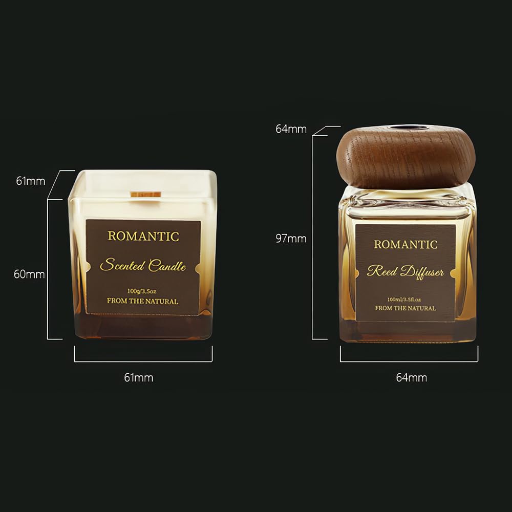 Reed Diffuser and Candle Set, Coffee Flavor Candles and Reed Diffusers Aromatherapy Set for Home Office Décor