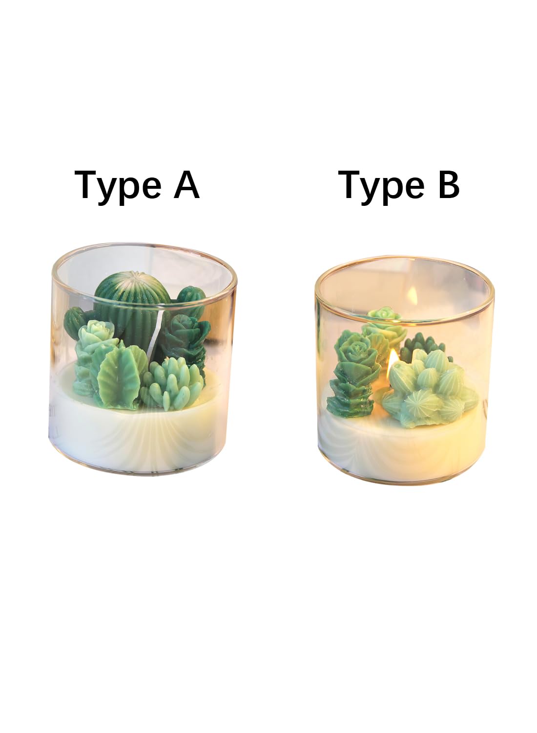 Succulent Scented Candles, Long Lasting Natural Lovely Scented Candles Gift Set, Mini Plants Candles for Spa Home Party Decors Wedding and Warm Gifts
