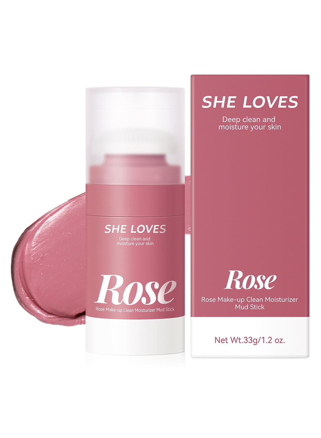 Rose Makeup Clean Moisturizer Mud Stick Deep Cleansing Moisturizing Mild Refreshing Comfortable Easy Emulsification and Cleaning Suitable for Sensitive Skin 33g