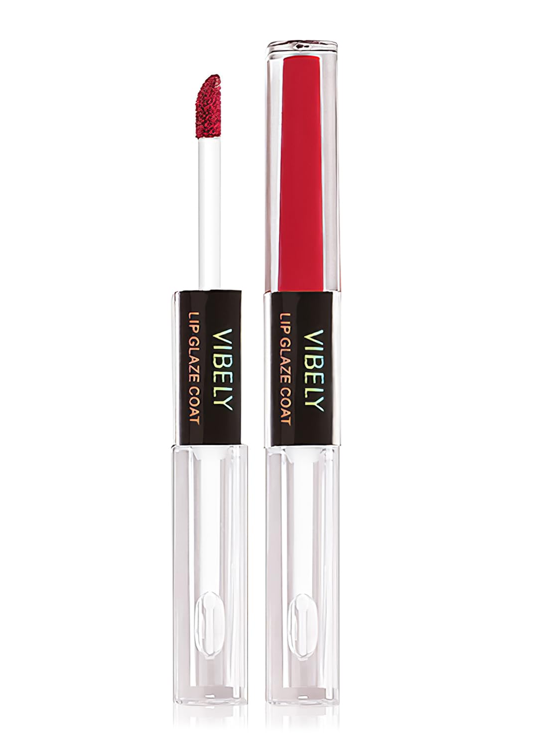 2 in 1 Velvet Matte Lip Gloss with Fixing Raincoat, Long Lasting Waterproof Double Head Lipstick Liquid, No Sticking Lip Makeup for Women