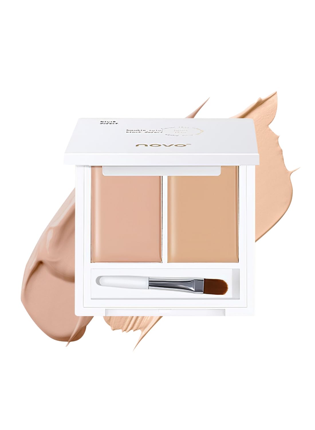 Double Color Concealer Palette with a Brush, Lightweight Long Lasting 2 Colors Foundation and Concealer Palette, Neutral Under Eye Concealer, Medium to Full Coverage