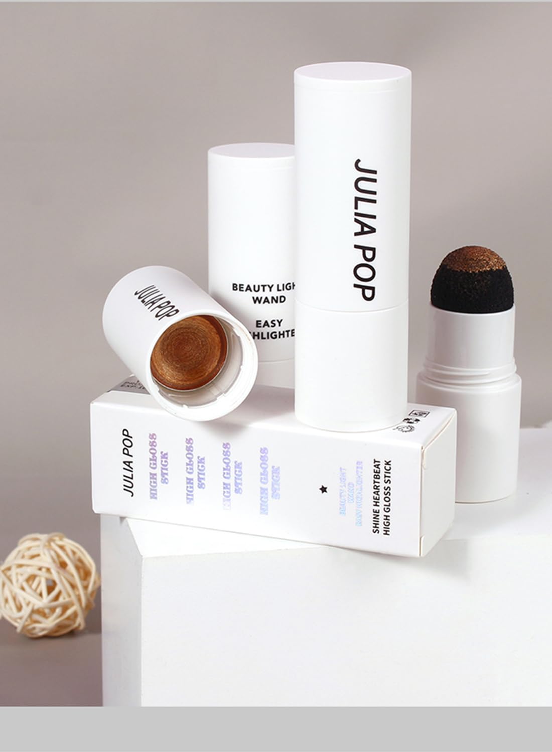 Highlighter Stick, Shine Shimmer Luminizer Waterproof Longlasting Non Greasy Body Illuminator, Sparkle High Gloss Glitter Powder Stick for Face Body