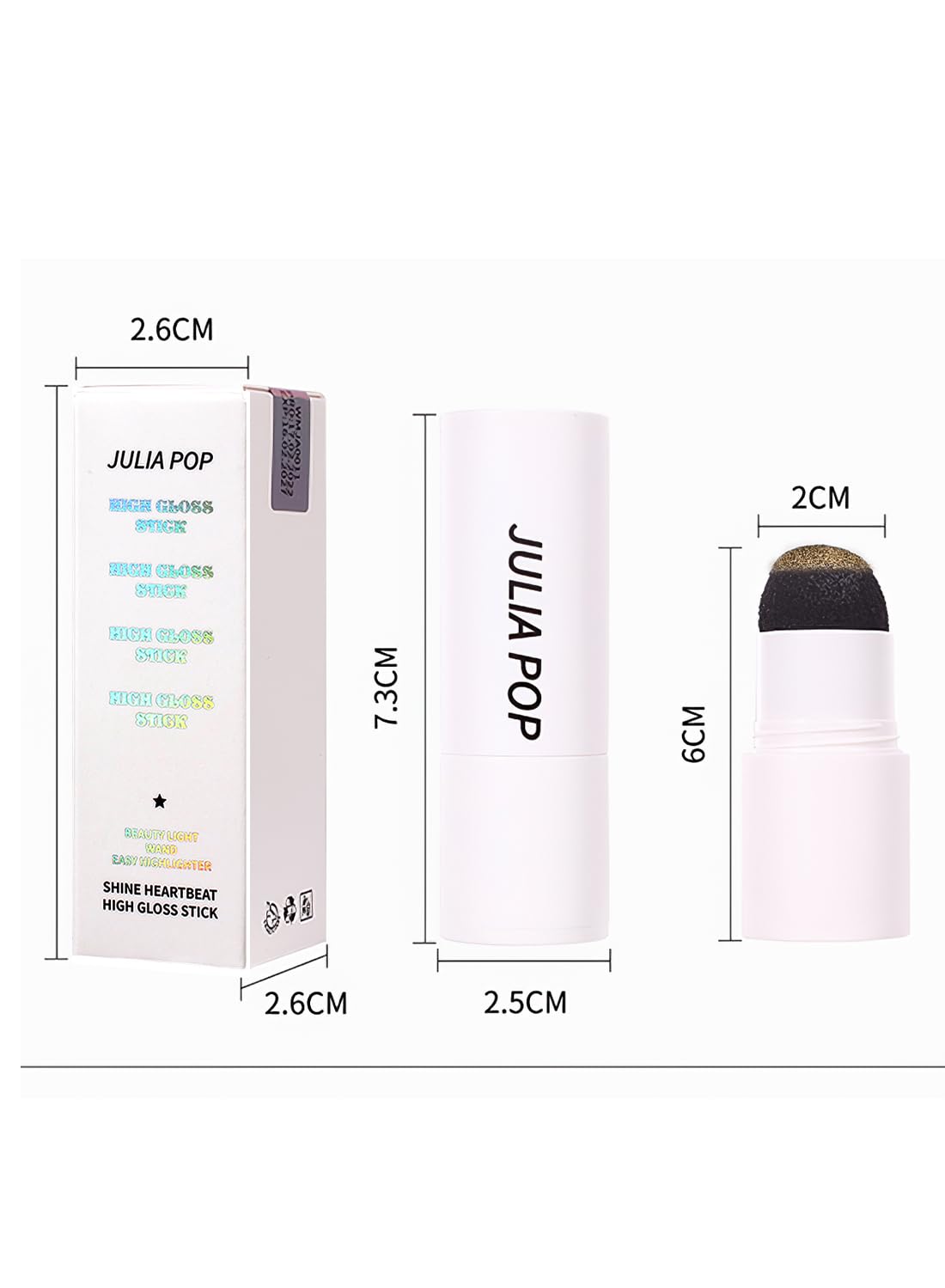 Highlighter Stick, Shine Shimmer Luminizer Waterproof Longlasting Non Greasy Body Illuminator, Sparkle High Gloss Glitter Powder Stick for Face Body