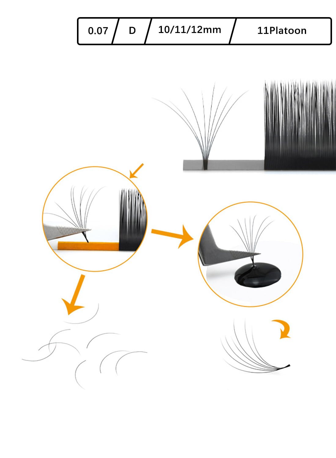 Cluster Lashes, D Curl 0.03 Thick Self Adhesive Eyelashes DIY Lash Extensions, Easy to Use, Auto Fans, Mega Volume False Eyelashes for Extension Grafting, Easy to Use