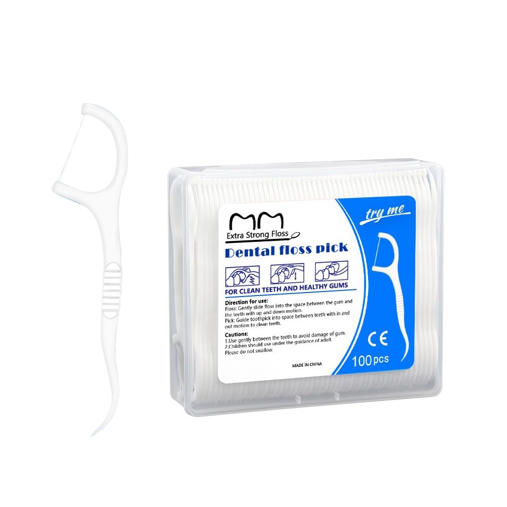 Disposable Dental Floss Picks, Portable Toothpicks Flossers - 100 Pcs/Box, White