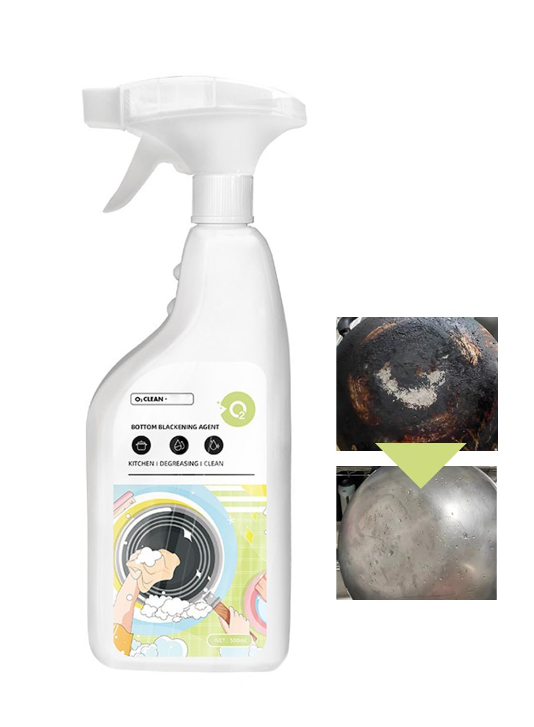 Bubble Cleaner Foam, Clean Spray for Tough Backed on Grease White 500ml