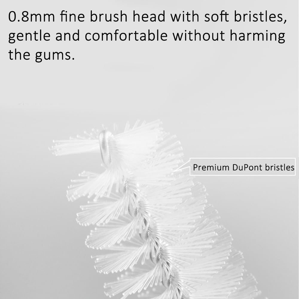 Portable Box L-Type + I-Type Head Interdental Brushes, 18 Pcs 0.8mm-Mixed Pack, White