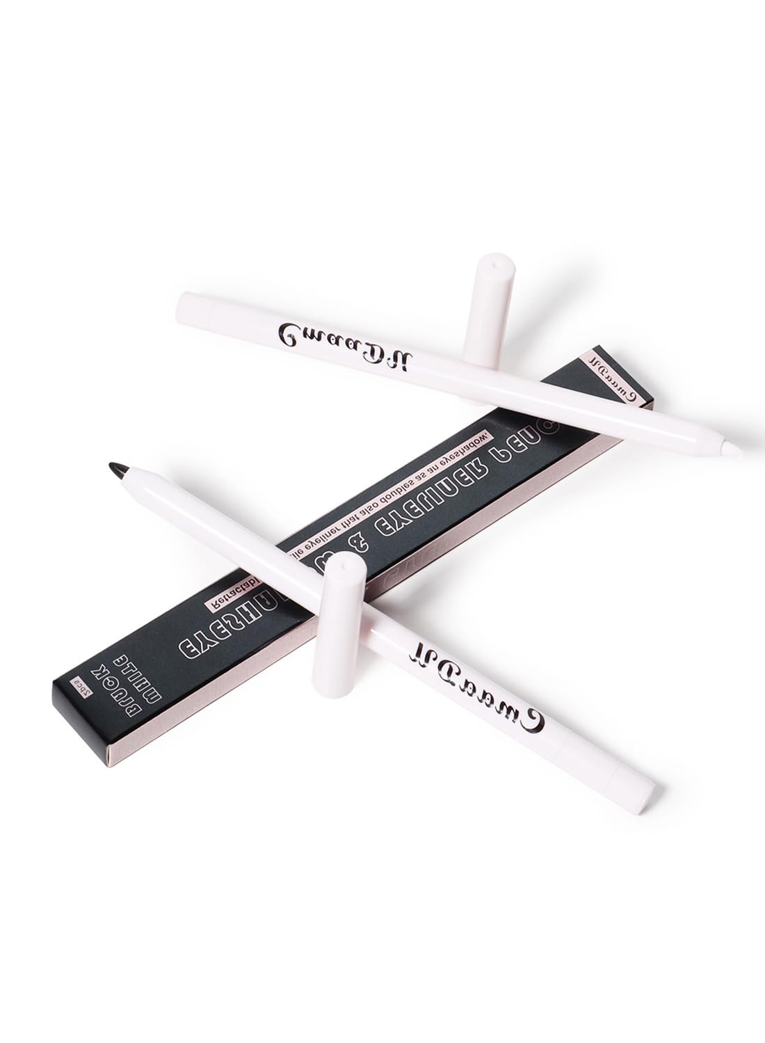 2Pcs Black & White Eyeliner Pencil, Multi-Use Waterproof Smudge Proof Mechanical Eyeliner Pencil, Smooth Eye Brightener with Ultra-Fine Tip, Long Lasting Silkworm Eye Liner Cream, Gift Set for Women