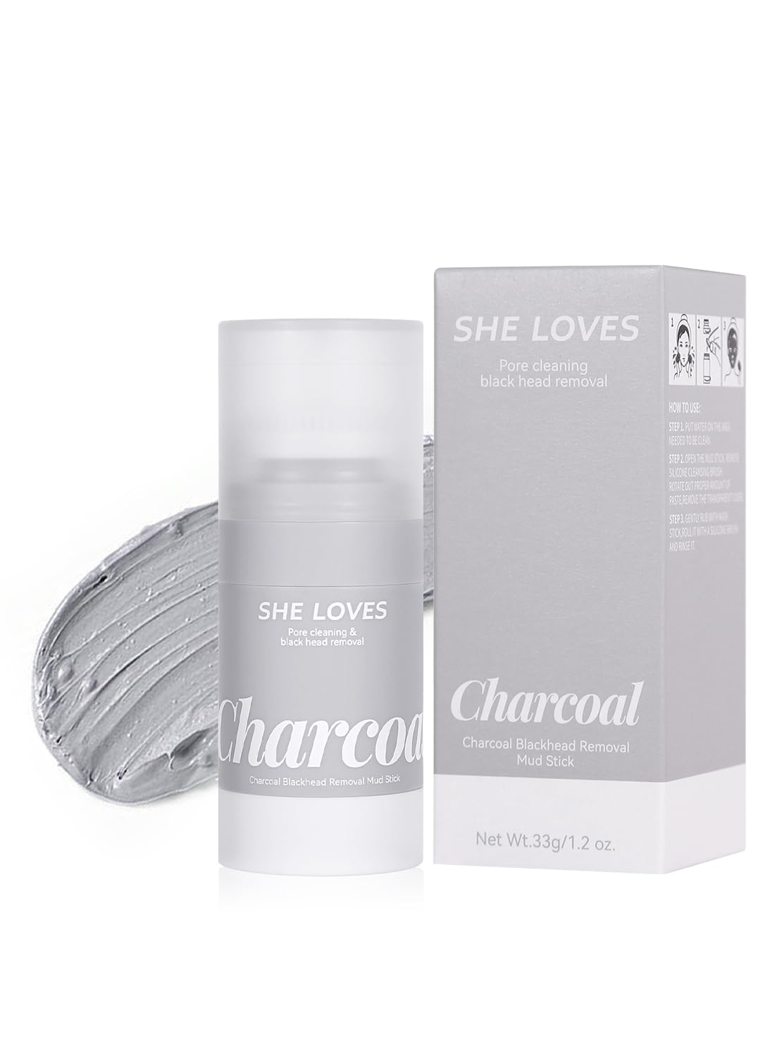 Charcoal Blackhead Removal Mud Stick Oil Control Deep Cleansing Moisturizing Soft Easy to Remove Mild Face Cleansing to Clean Pores and Soften Cuticle and Remove Black Head 33g