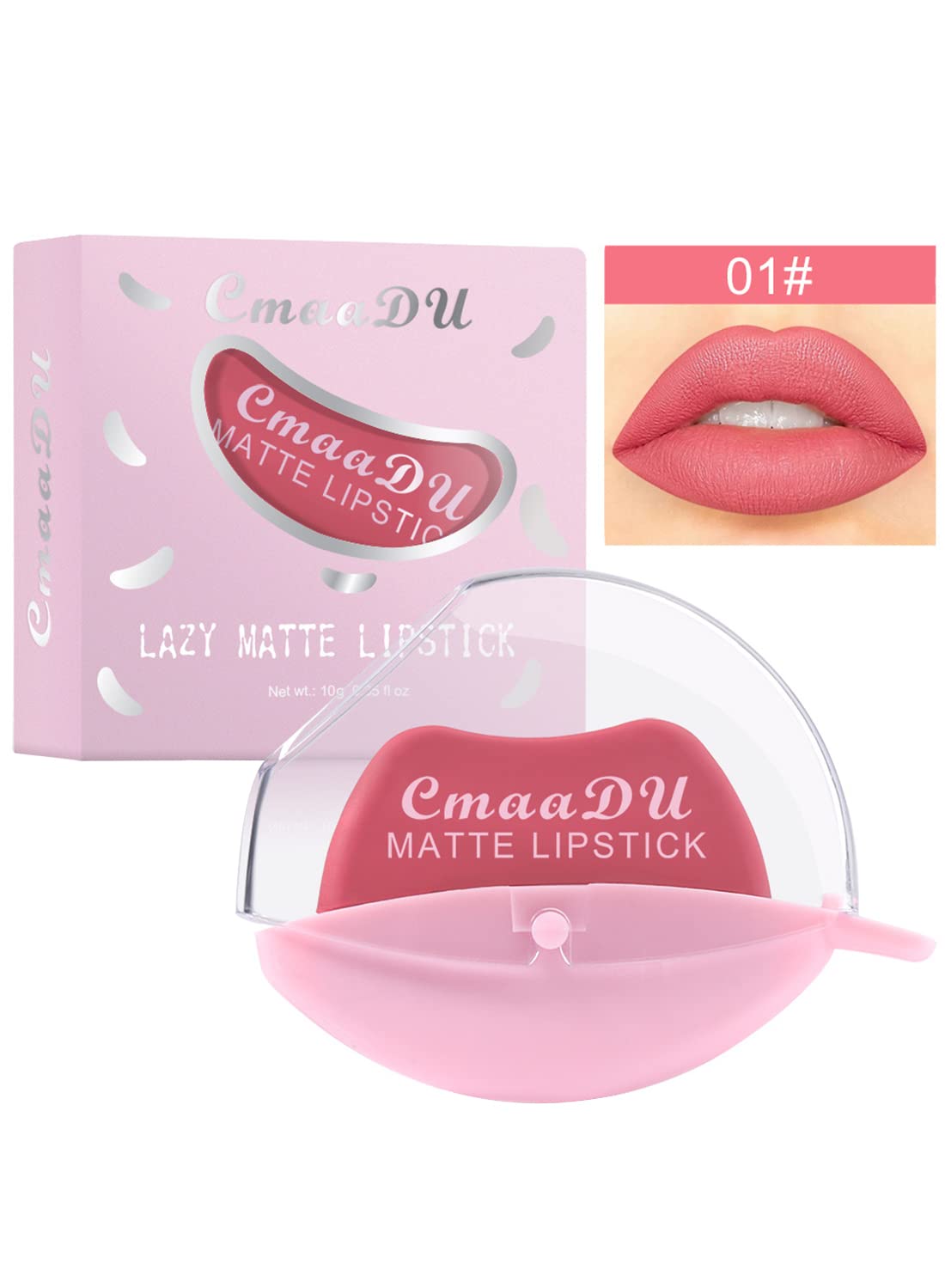 Matte Lipstick, Long Lasting High Pigmented Lip Shape Lazy Lipstick, Matte Velvet Non Sticky Lip Gloss, Waterproof Easy to Color Lazy Lip Makeup for Women