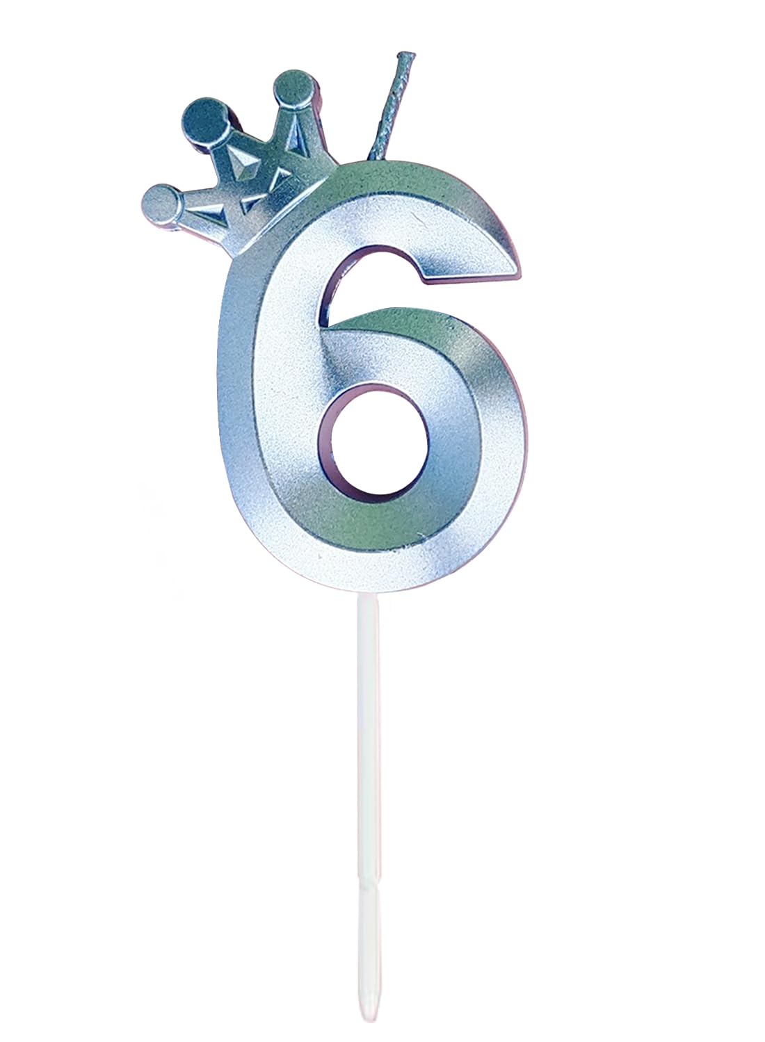 l&Wen Birthday Candles Twisted,  Long Thin Spiral Candle with Holders for Wedding Party Decorations (6 Pcs, Silver Twisted Collection)