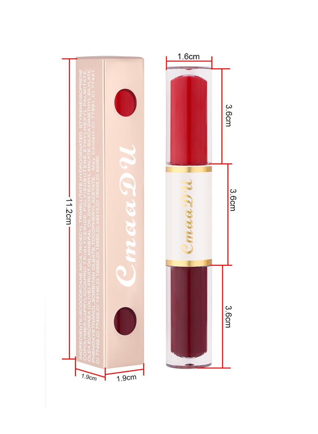 L&Wen Double Head Lip Gloss, Matte Velvet High Pigmented Liquid Lipsticks, Long Lasting Waterproof Lip Makeup for Women Dark Purple Clear 08#
