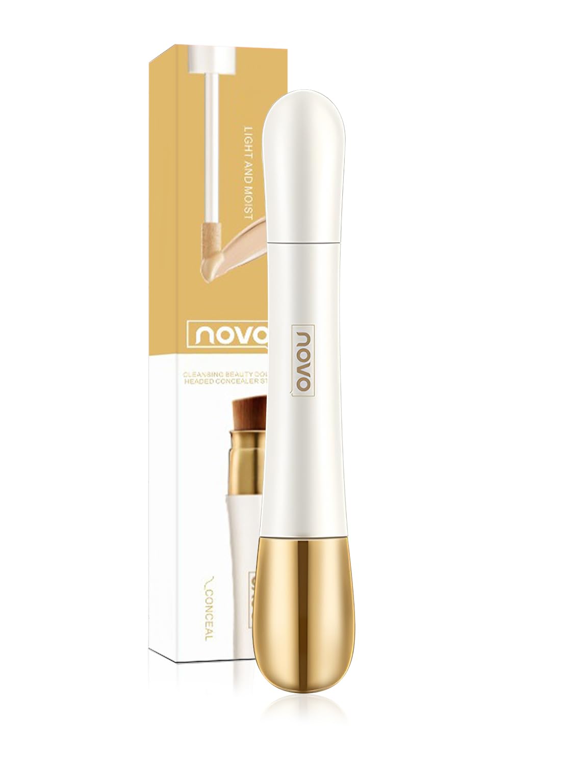 Concealer Stick with Brush, Double Headed Full Coverage Brightening Under Eye Concealer, Lightweight Brightening Highlighter, Long Lasting Foundation for Women 7G