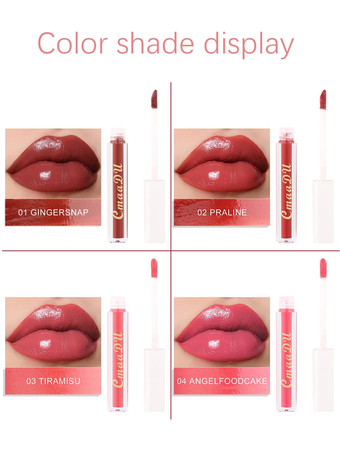 Cmaadu 8Pcs Liquid Lipstick Set with Olive Fruit Oil, Long Lasting High Pigmented Non-Stick Cup Moisturizing Waterproof Lip Gloss Set for Girls Women Makeup Gift Set