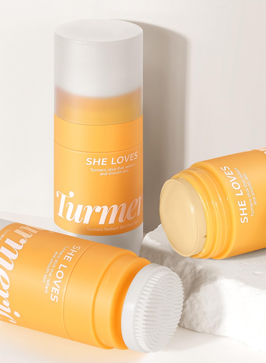 Turmeric Clay Face Mask Stick, Organic Vitamin C Purifying Clay Mask, Reduce Acne Scars Blackhead Healing Mask, Deep Pore Cleanser, Radiant and Smooth Skin, Anti-Aging Skin Care