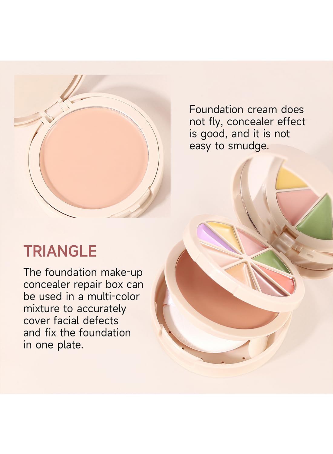 Foundation and Conceal Correcting Wheel, All in One Correcting Concealer Palette to Invisible Pore Conceal Dark Circles Blemish-Honey Wheat Brown