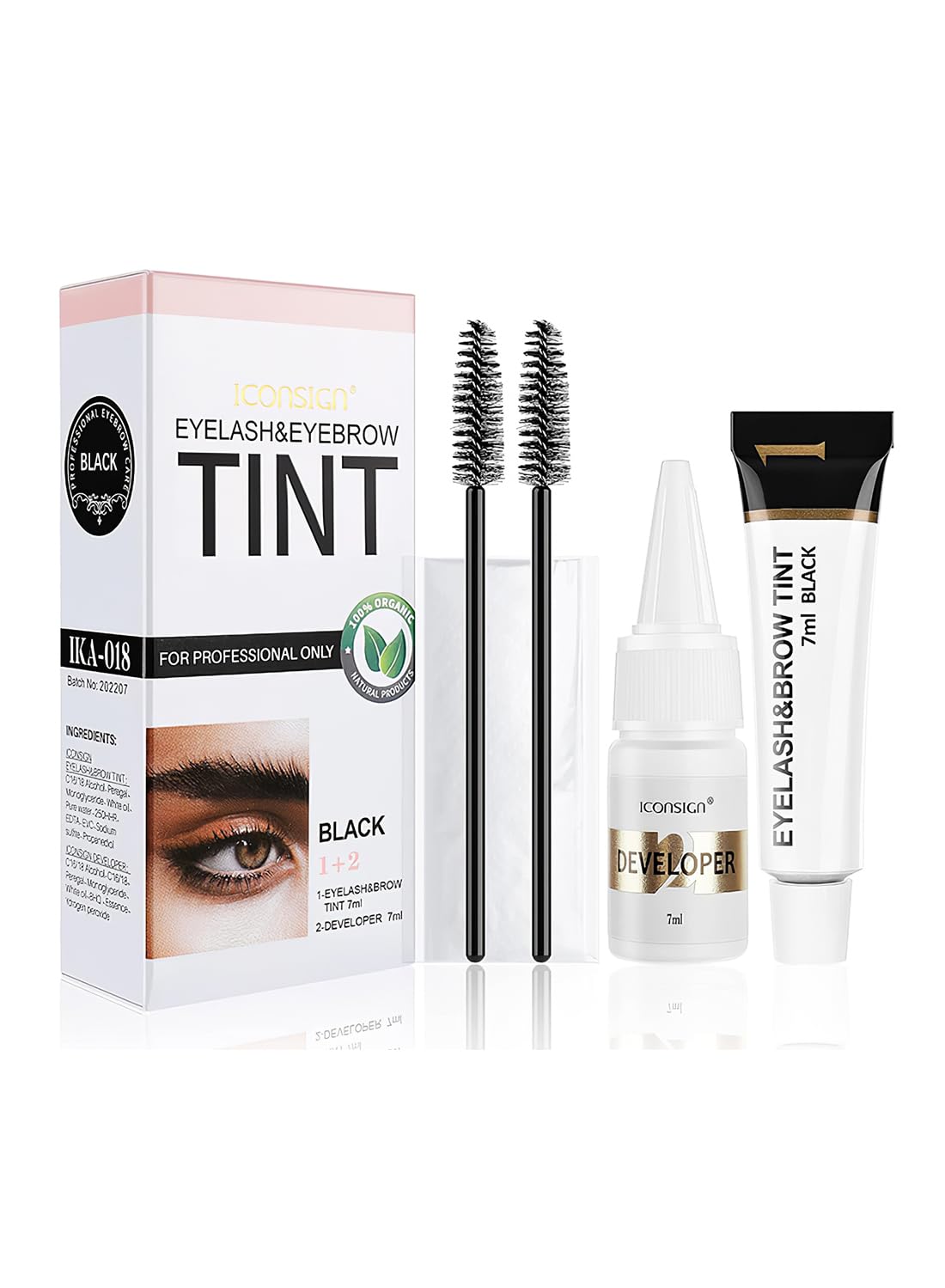 2-In-1 Lash Tint Kit, Easy to Use Eyelash & Eyebrow Tint Kit - 7Ml+7Ml