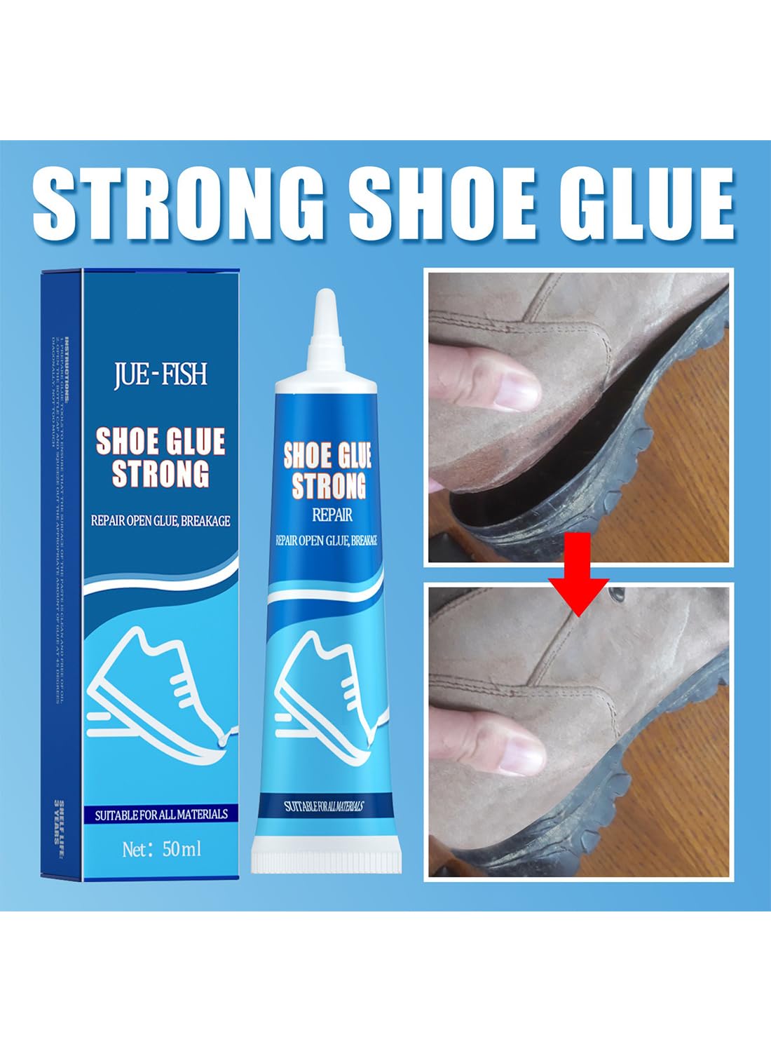 Shoe Glue Strong, Waterproof Transparent Sealant Sole Repair Glue for Shoes 60ml