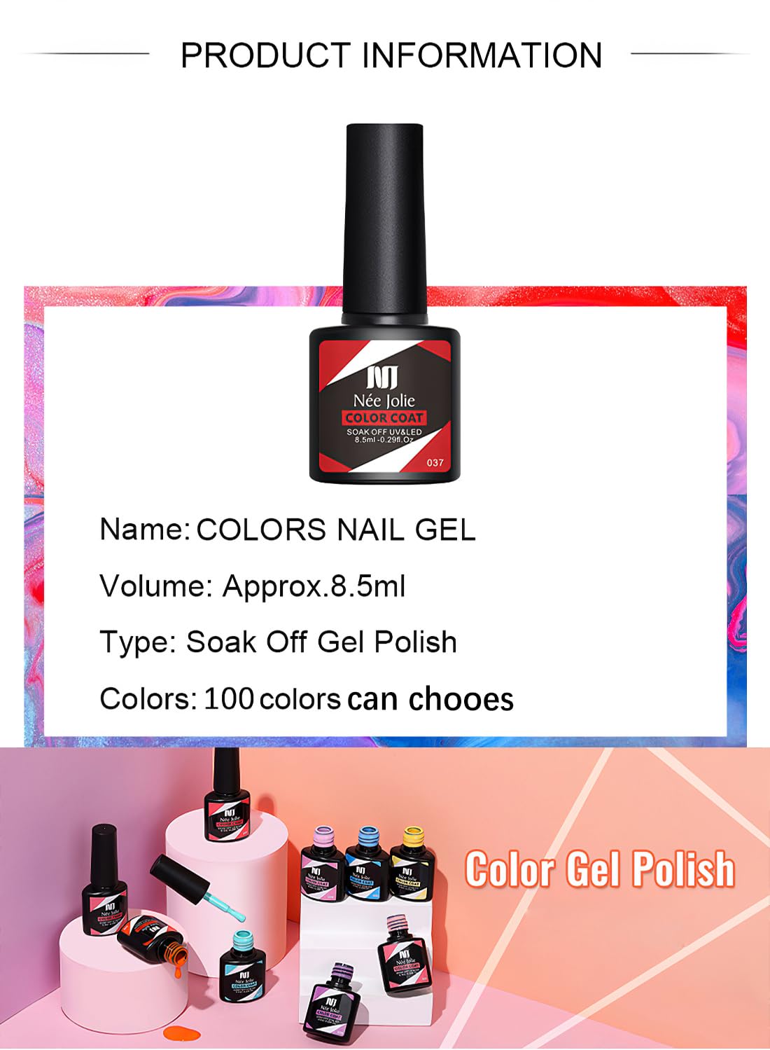 23Pcs Gel Nail Polish Set, Soak off Nail Lamp Gel Polish Starter Set with Base Gel Top Coat Matte Top Coat, for Nail Art Salon Home, Gift for Women