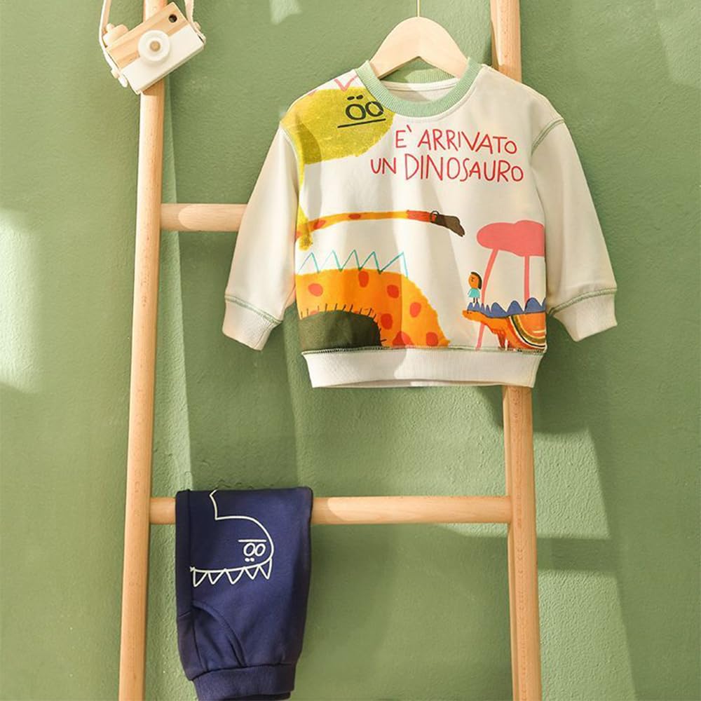 Cartoon Print Pullover Sweatshirt Suit
