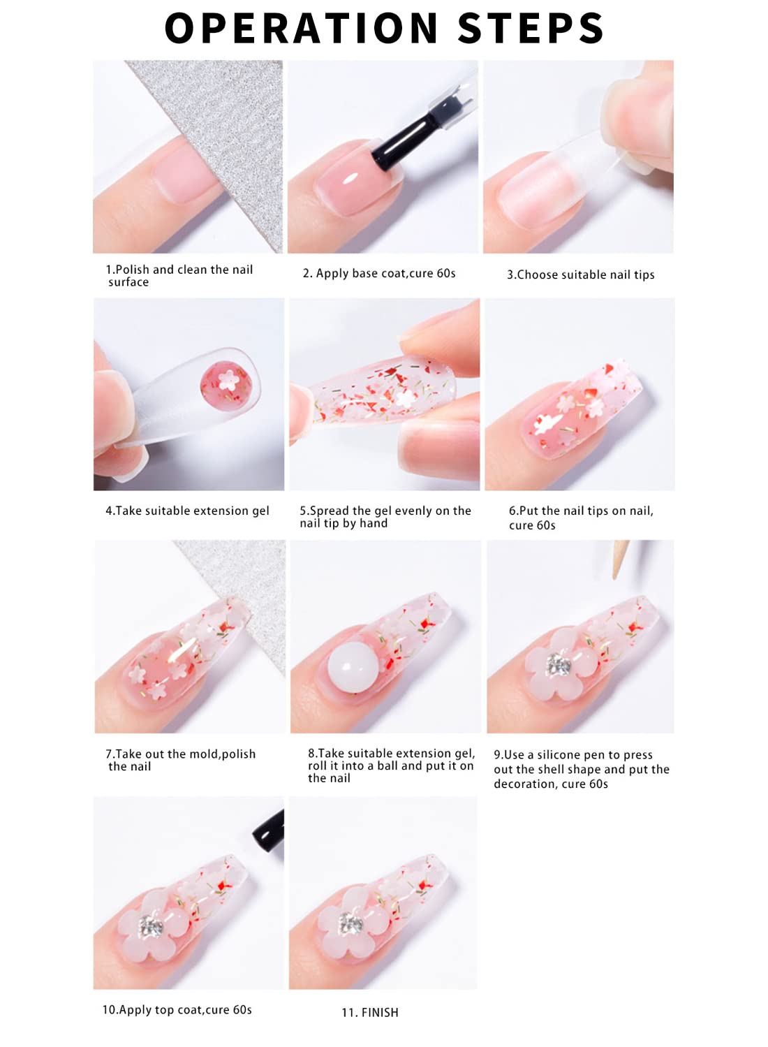 16 Pcs Solid Builder Nail Gel Kit, 5 Colors Building Gel & Strengthener, Non Sticky Hand Sculpture Hand Nail Extension Gel, Gift Set for Home DIY Nail Salon, for Beginners and Pros