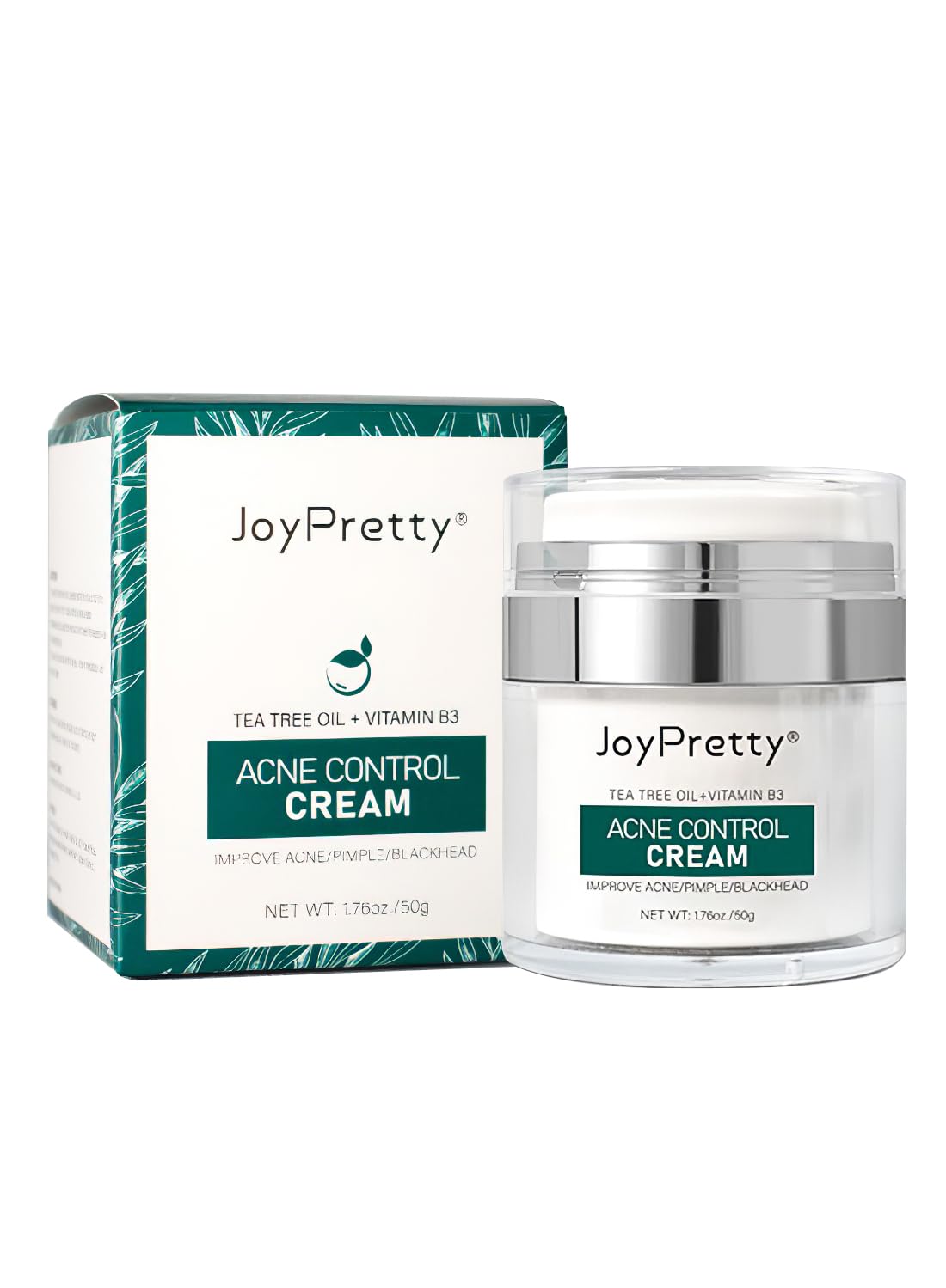 Acne Treatment Face Cream with Tea Tree Oil & Vitamin B3, Inflammation Soothing Acne Moisturizer, Acne Remover for Stubborn Pimple Blackhead Whitehead Blemish, Shrink Enlarged Pores 50g