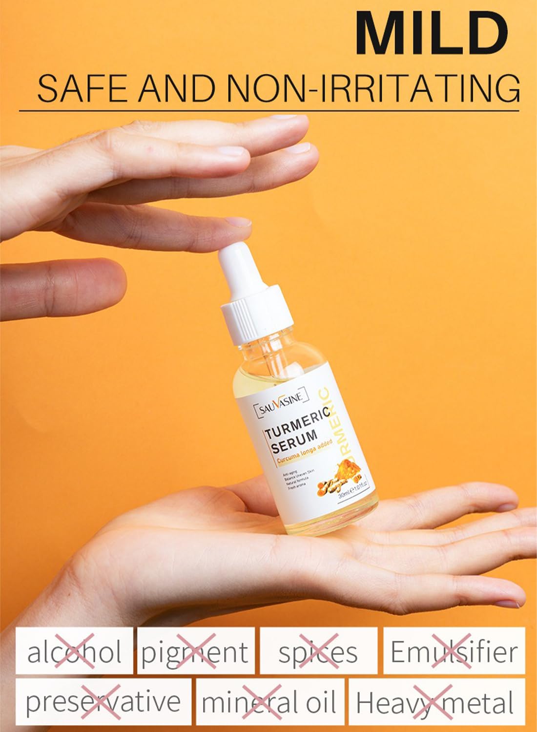 Turmeric Serum, Anti-Aging Anti Wrinkles Natural Turmeric Skin Brightening Serum, Moisturizing Turmeric Facial Repair Serum, Evens Tone, Clears Acne, Minimizes Pores Skin, Care for Face & Body 30ml