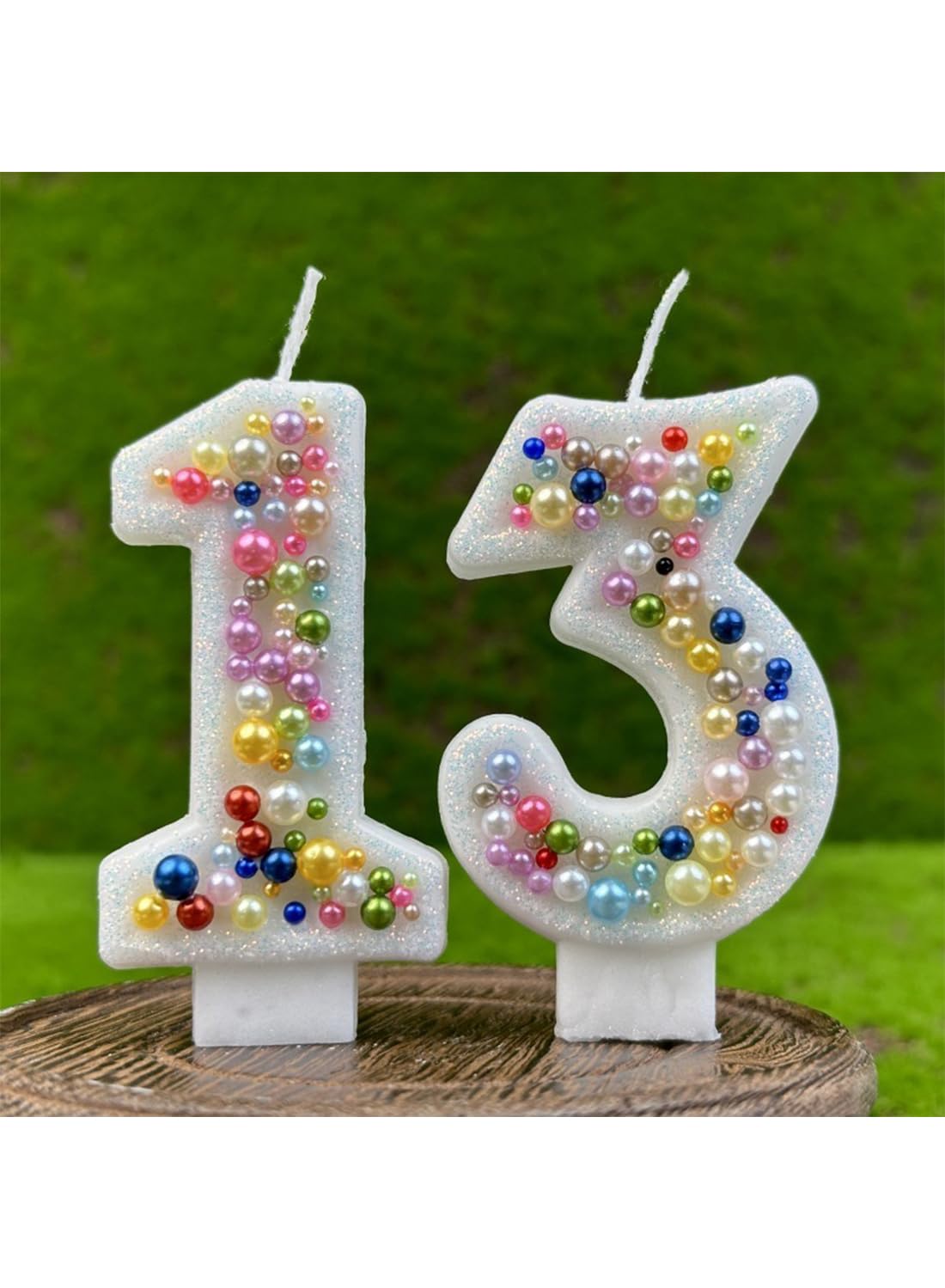 Colored Beads Number Cake Candle